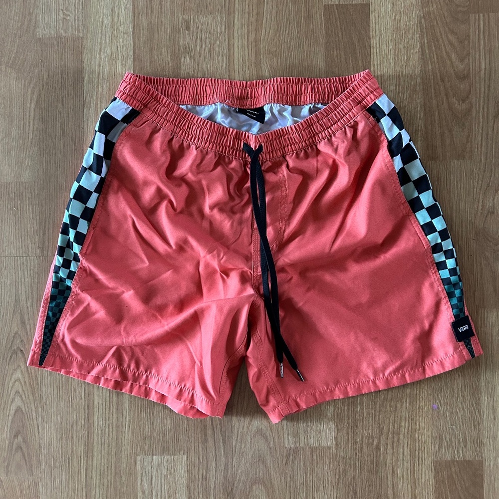Vans Checkered Swim Trunks (Firecracker)